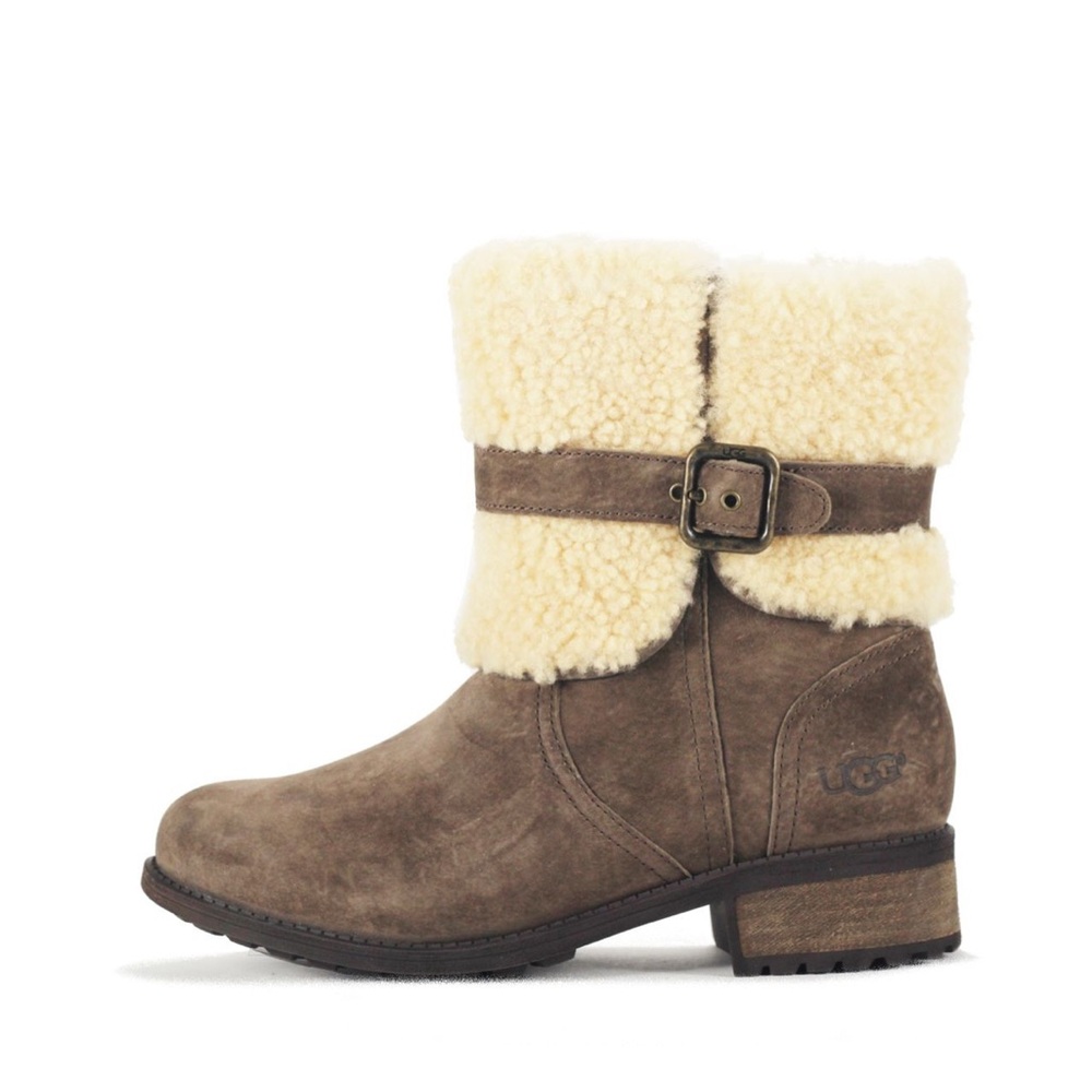 UGG Women's Brown Suede Shearling Cuff Winter Boot